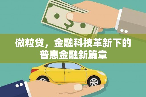 西畴微粒贷，金融科技革新下的普惠金融新篇章