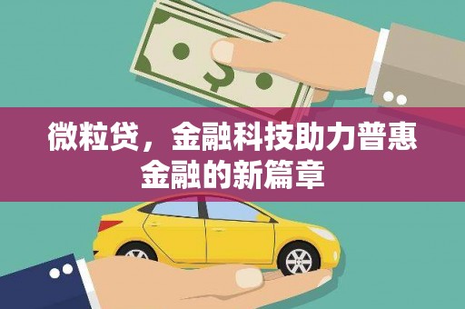 西畴微粒贷，金融科技助力普惠金融的新篇章