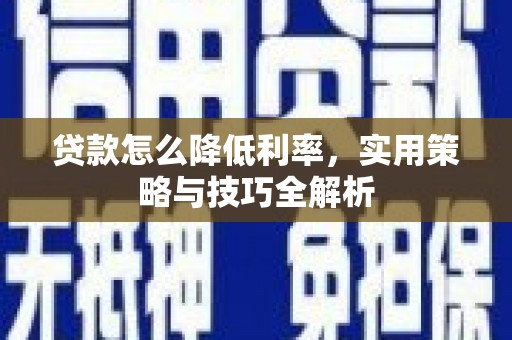 西畴贷款怎么降低利率，实用策略与技巧全解析