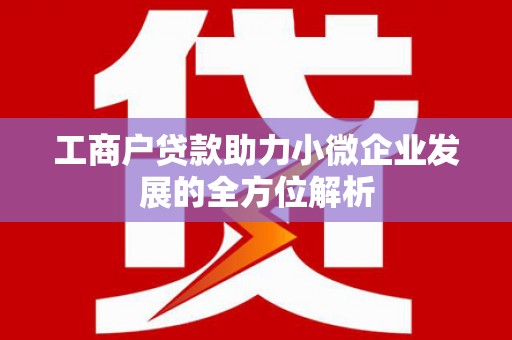 西畴工商户贷款助力小微企业发展的全方位解析