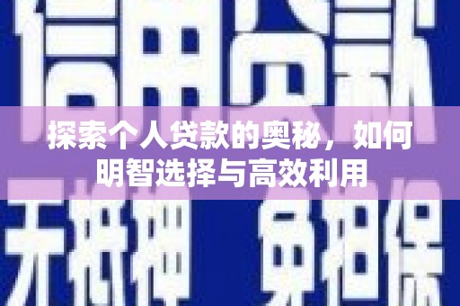 西畴探索个人贷款的奥秘，如何明智选择与高效利用