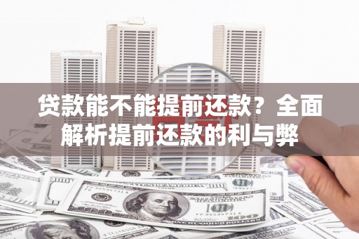 西畴贷款能不能提前还款？全面解析提前还款的利与弊