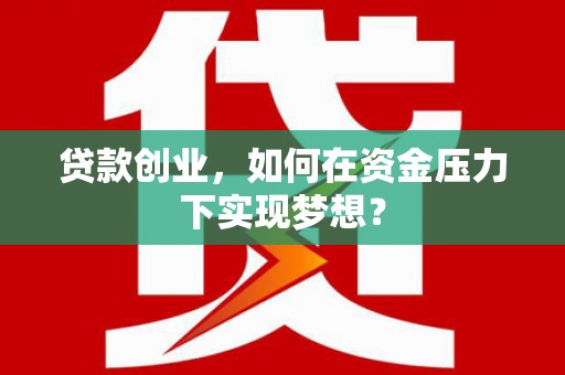 西畴贷款创业，如何在资金压力下实现梦想？