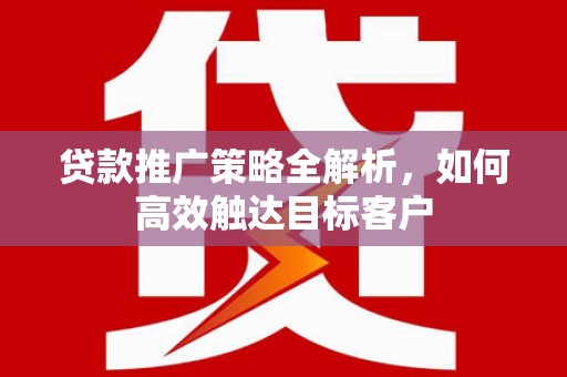 西畴贷款推广策略全解析，如何高效触达目标客户