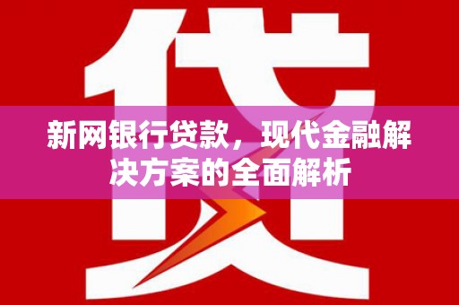 西畴新网银行贷款，现代金融解决方案的全面解析