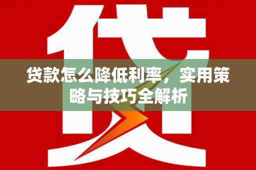 西畴贷款怎么降低利率，实用策略与技巧全解析