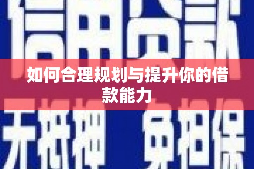 西畴如何合理规划与提升你的借款能力